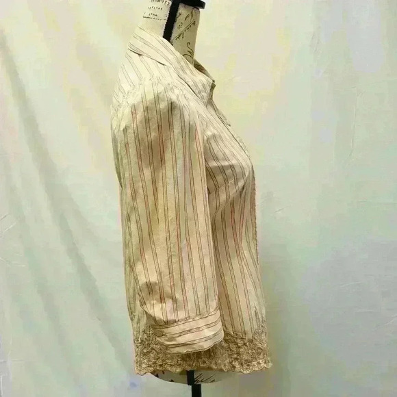 Anthropologie Floreat Stripe Button Down Blouse For Women Size 2 - Picture 5 of 9